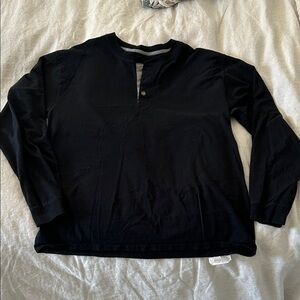 Hanes Men's Black Long Sleeve Henley